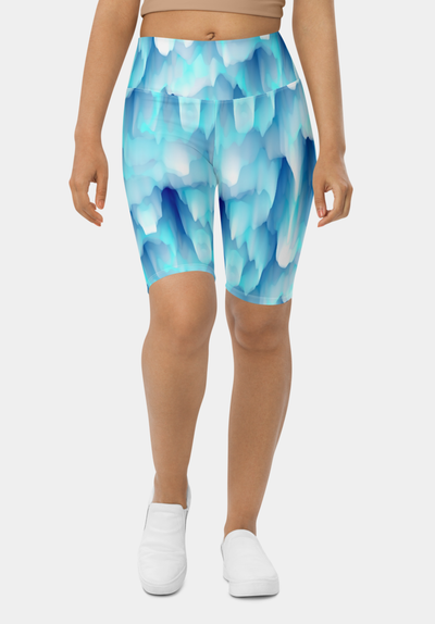 Blue Ice Printed Biker Shorts - SeeMyLeggings