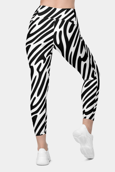 Black and White Zebra Leggings with pockets - SeeMyLeggings