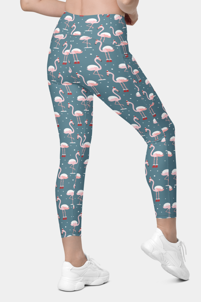 Christmas Flamingos Leggings with pockets - SeeMyLeggings
