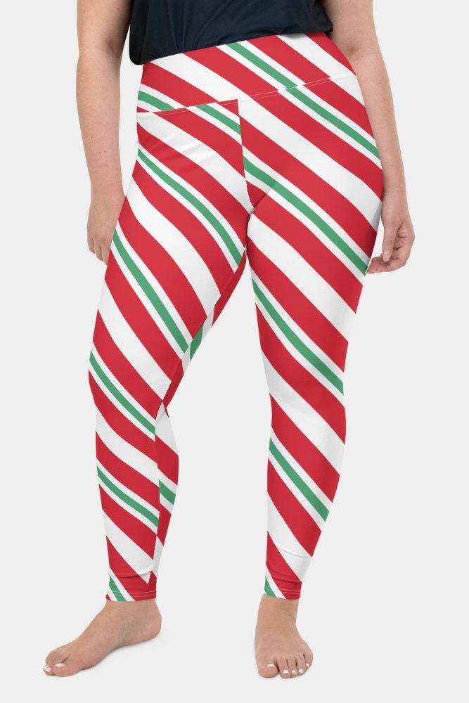 Candy Stripe Christmas Leggings  Christmas leggings, Christmas