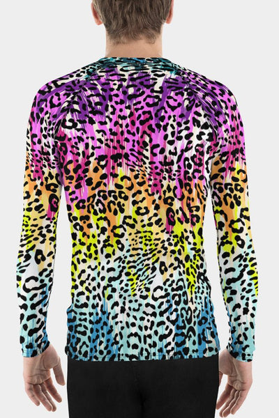Colorful Leopard Men's Rash Guard - SeeMyLeggings
