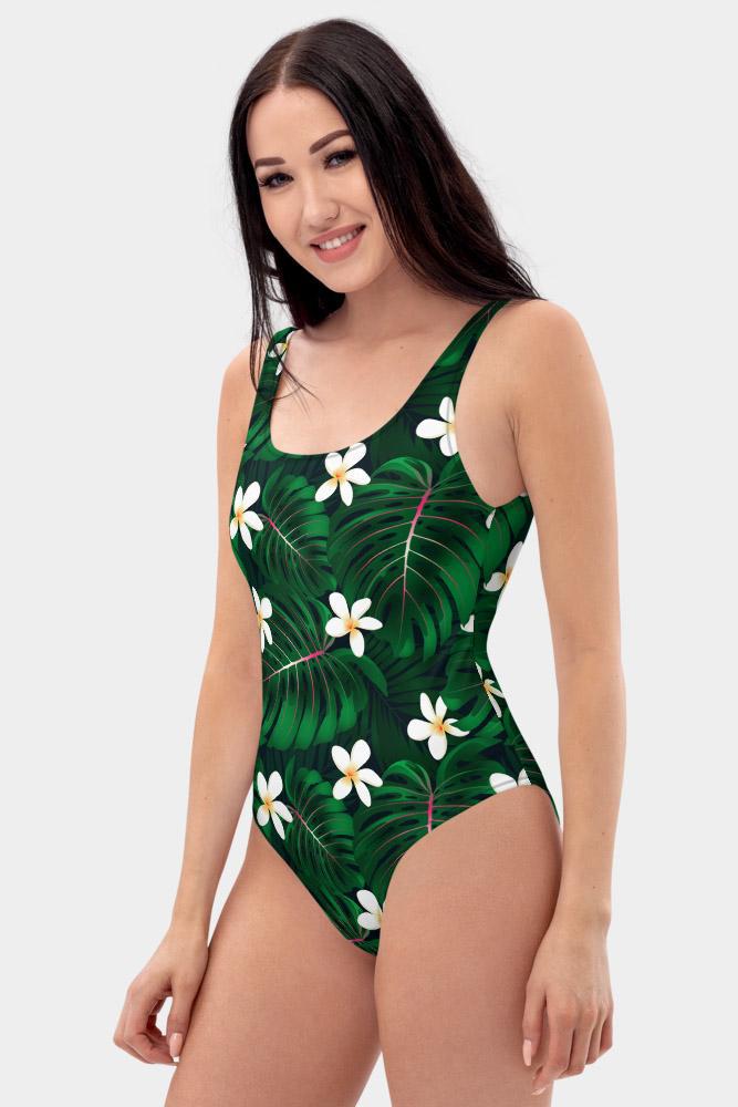 Green Tropical One-Piece Swimsuit - SeeMyLeggings