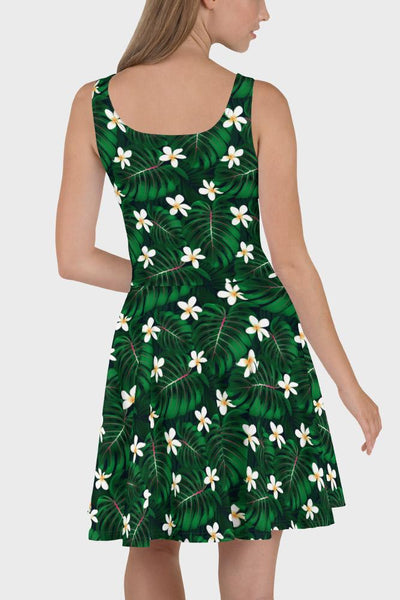 Green Tropical Skater Dress - SeeMyLeggings