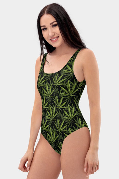 Weed One-Piece Swimsuit - SeeMyLeggings
