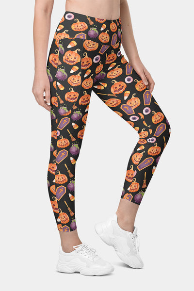 Spooky Harvest Halloween Leggings with Pockets