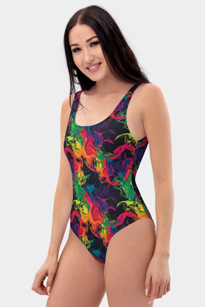 Abstract Paint One-Piece Swimsuit - SeeMyLeggings