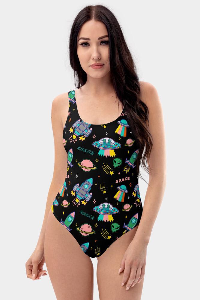 Alien UFO One-Piece Swimsuit - SeeMyLeggings