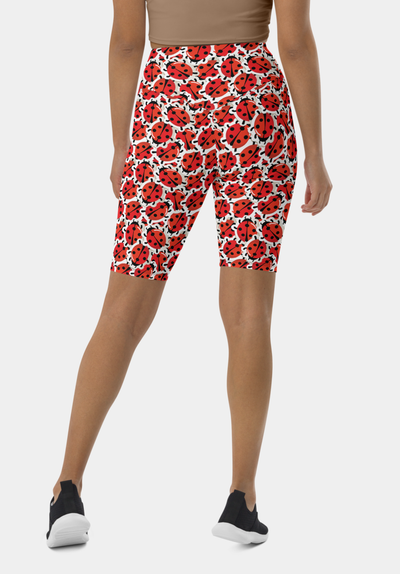 Ladybugs Printed Biker Shorts - SeeMyLeggings
