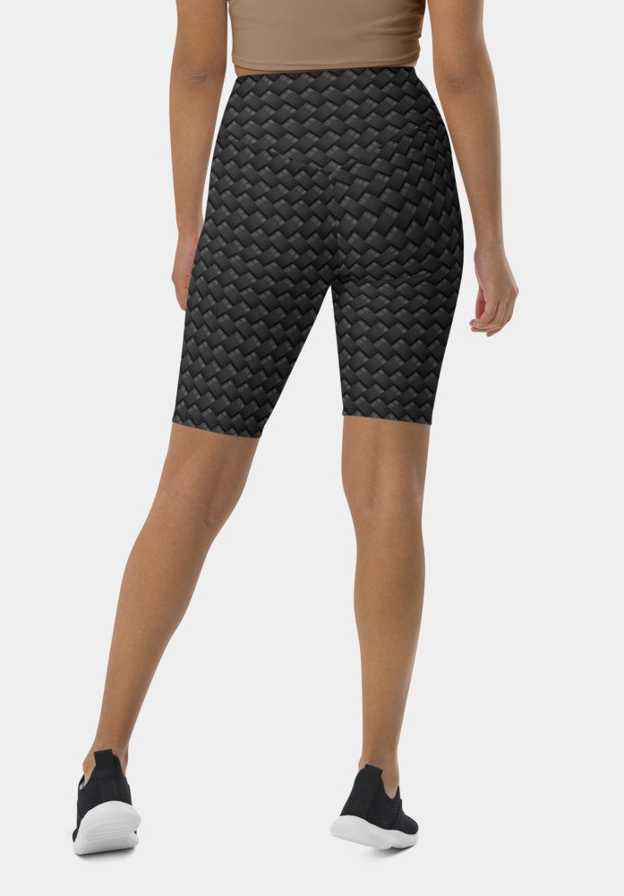 Black Fiber Printed Biker Shorts - SeeMyLeggings