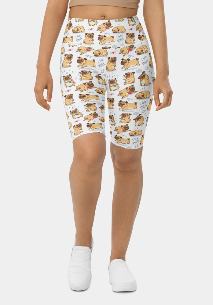 Pugs Printed Biker Shorts - SeeMyLeggings