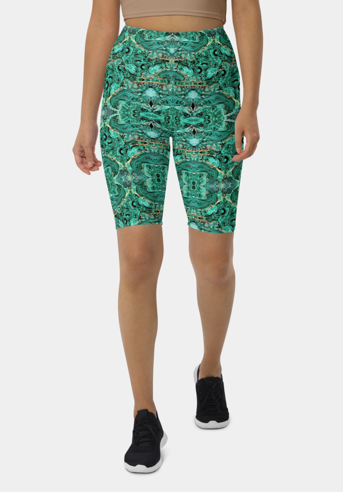 Green Marble Biker Shorts - SeeMyLeggings