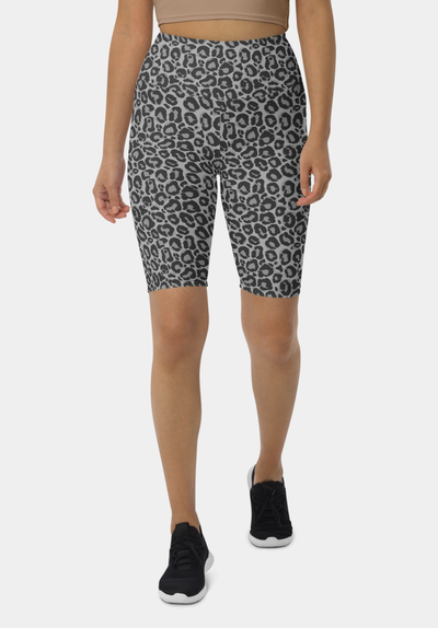 Gray Leopard Biker Shorts - SeeMyLeggings