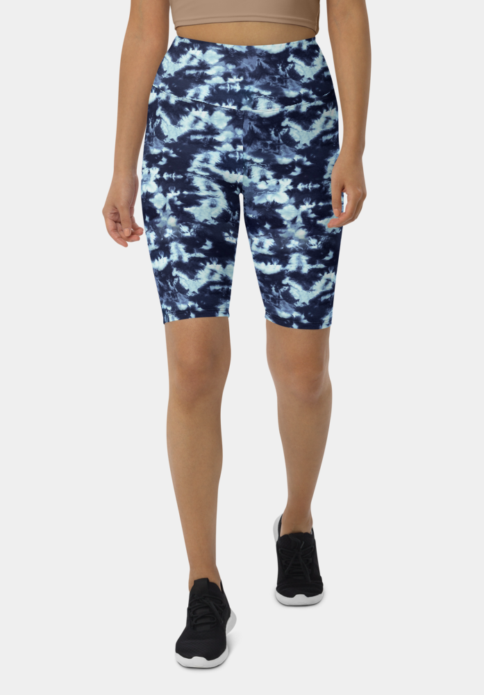 Blue Tie Dye Biker Shorts - SeeMyLeggings