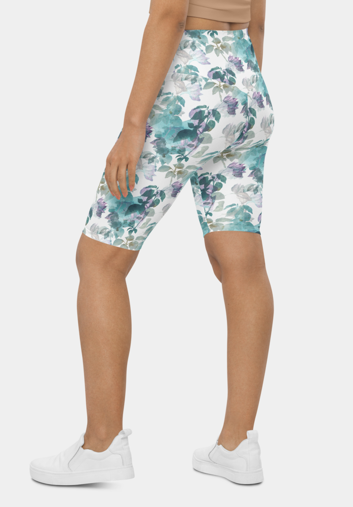 Watercolor Floral Biker Shorts - SeeMyLeggings