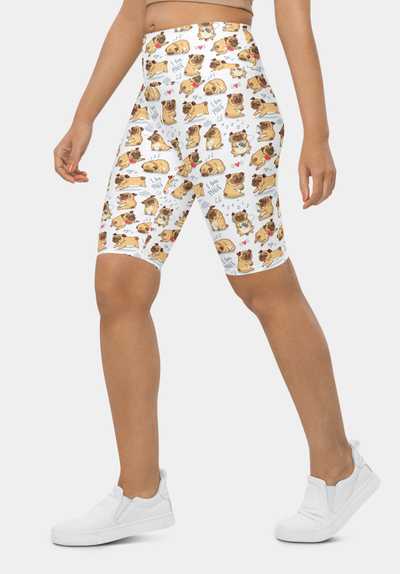 Pugs Printed Biker Shorts - SeeMyLeggings