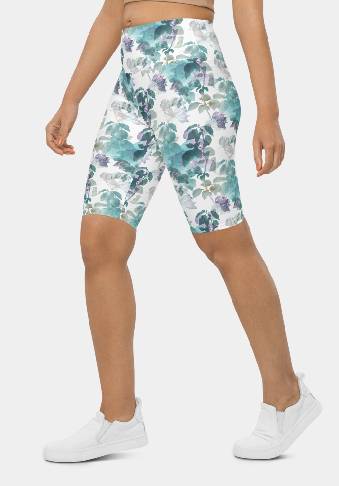 Watercolor Floral Biker Shorts - SeeMyLeggings