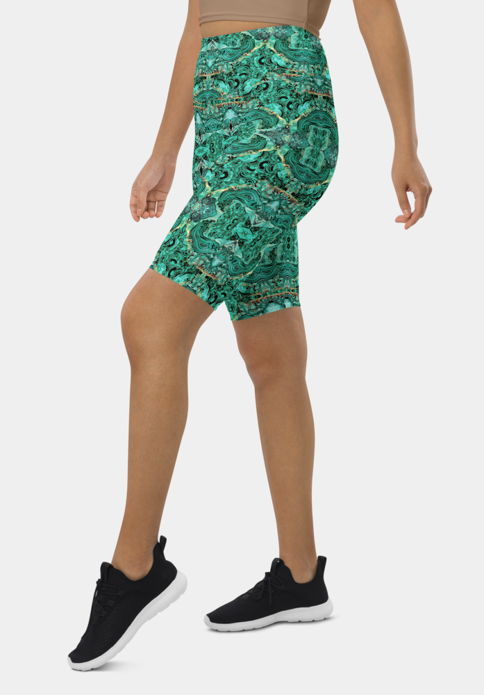 Green Marble Biker Shorts - SeeMyLeggings