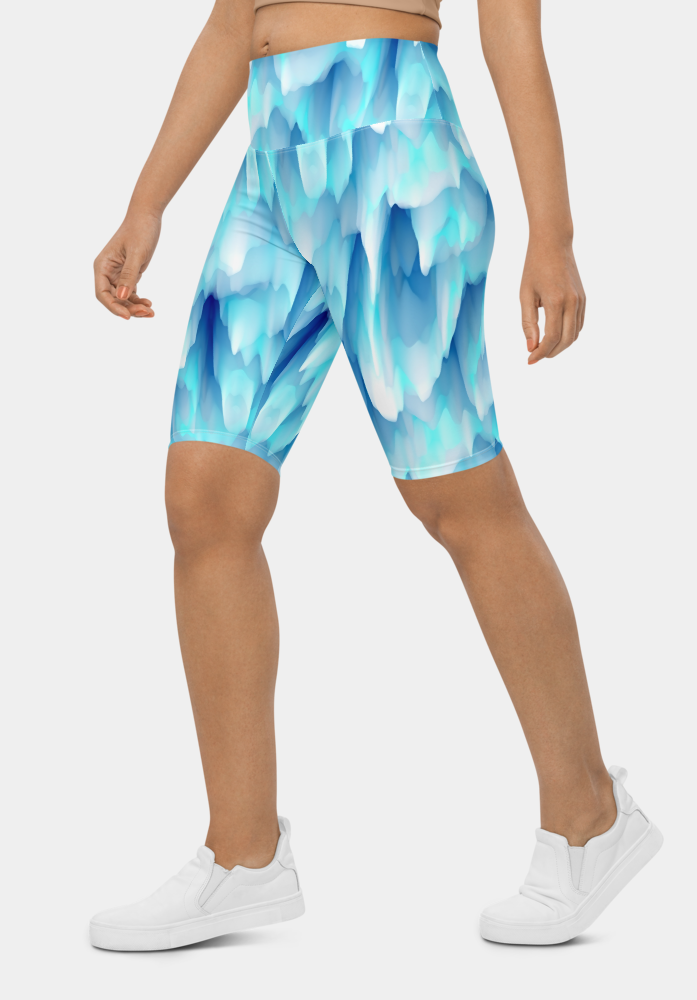 Blue Ice Printed Biker Shorts - SeeMyLeggings