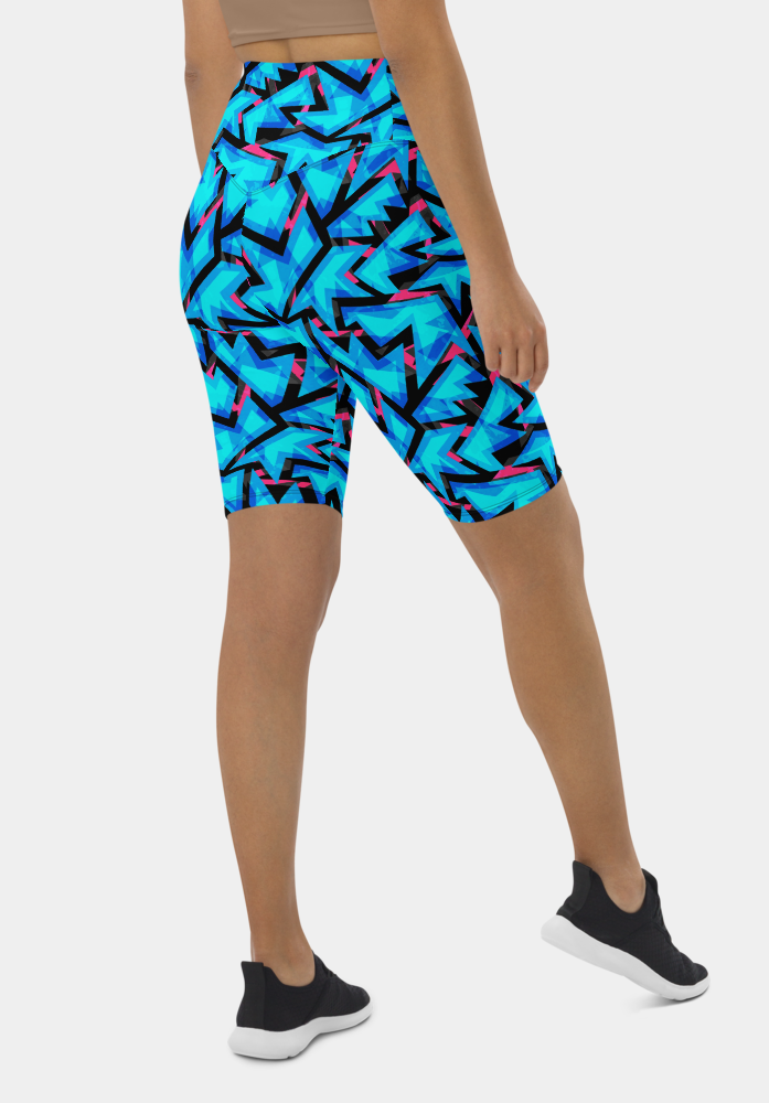 Neon Geometric Biker Shorts - SeeMyLeggings