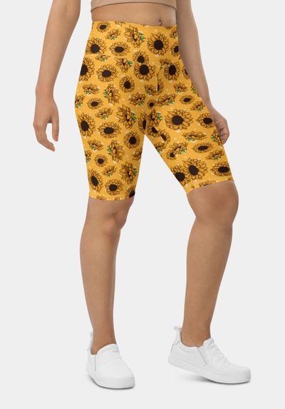 Sunflowers Biker Shorts - SeeMyLeggings