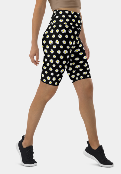 Daisy Floral Biker Shorts - SeeMyLeggings