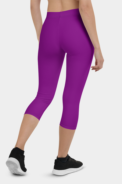 Solid Purple Capri Leggings - SeeMyLeggings