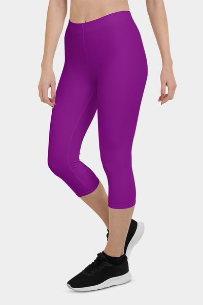 Solid Purple Capri Leggings - SeeMyLeggings