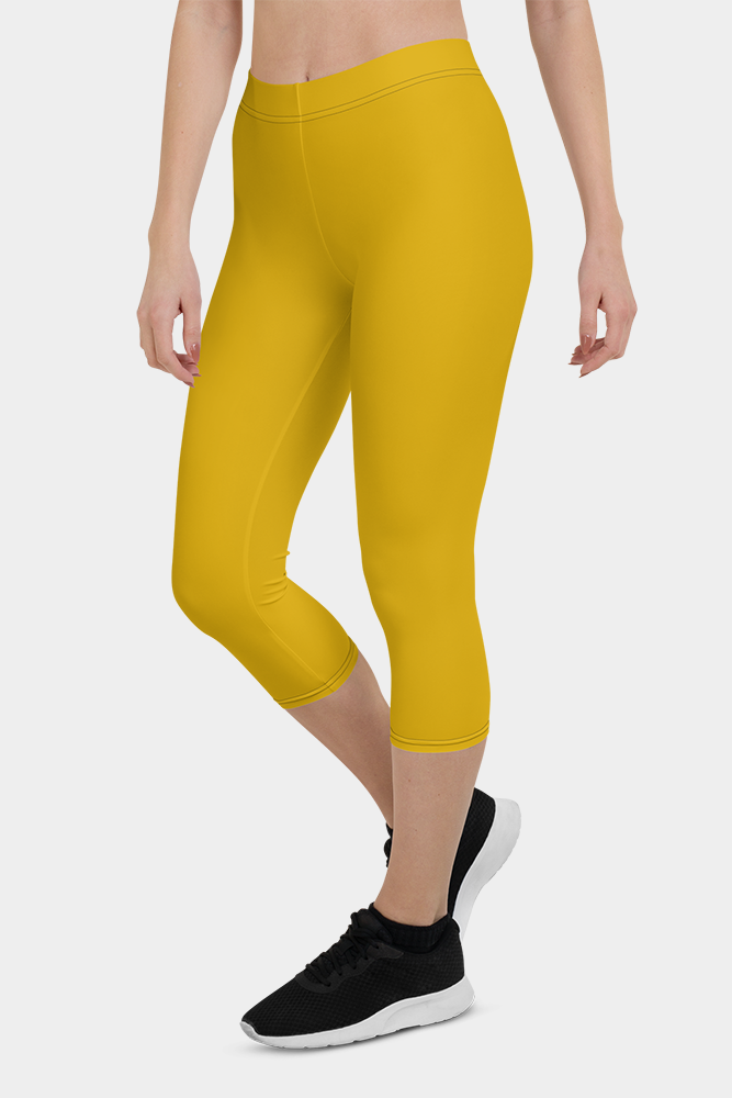 Mustard Yellow Capri Leggings - SeeMyLeggings