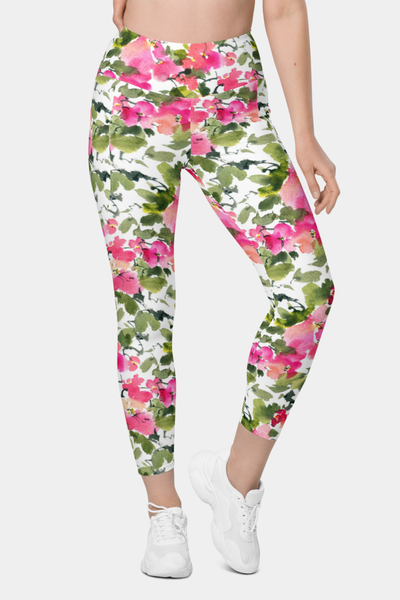 Watercolor Floral Leggings with pockets - SeeMyLeggings