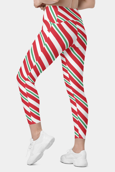 Candy Cane Leggings with pockets - SeeMyLeggings