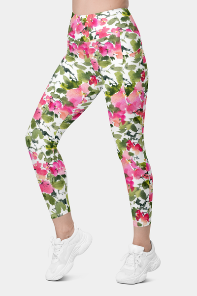 Watercolor Floral Leggings with pockets - SeeMyLeggings