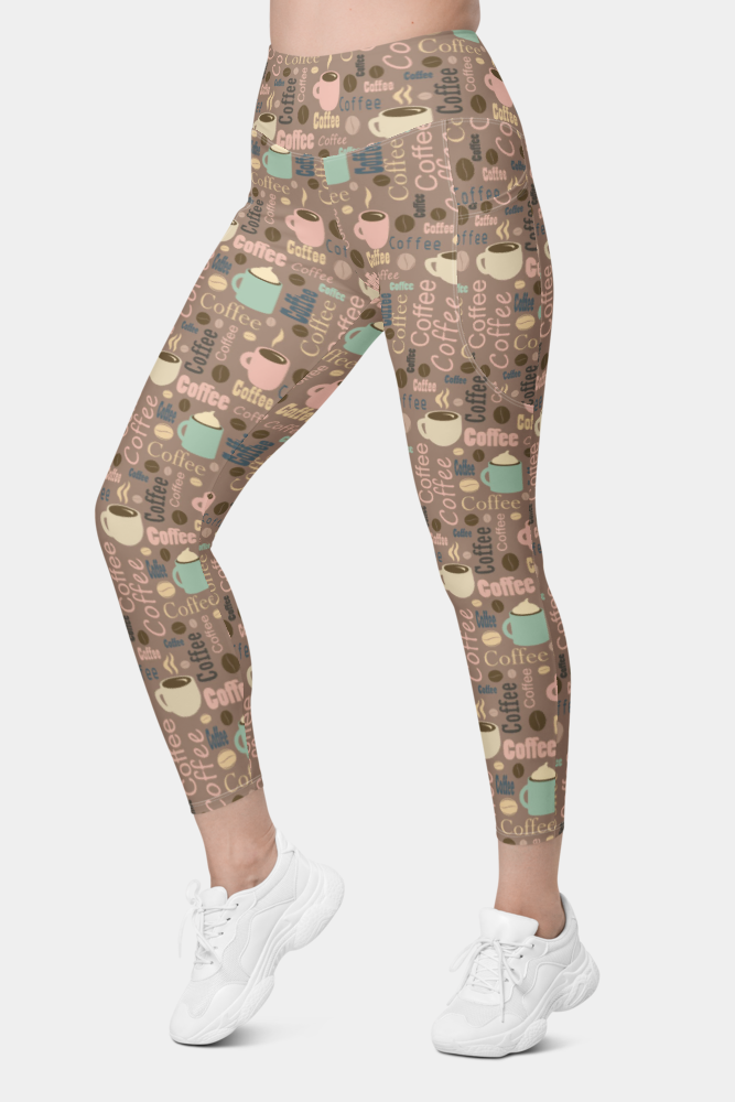 Coffee Leggings with pockets - SeeMyLeggings