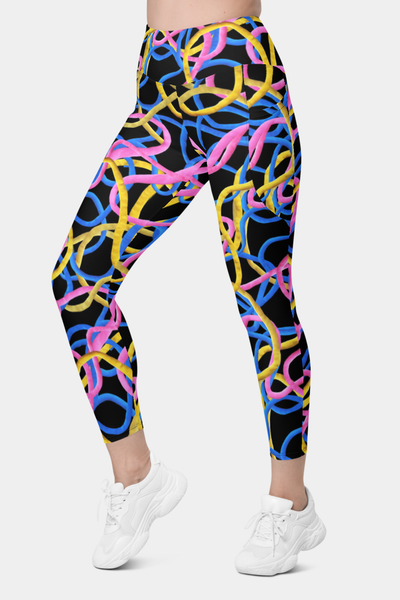 Clay Stripes Psychedelic Leggings with pockets - SeeMyLeggings