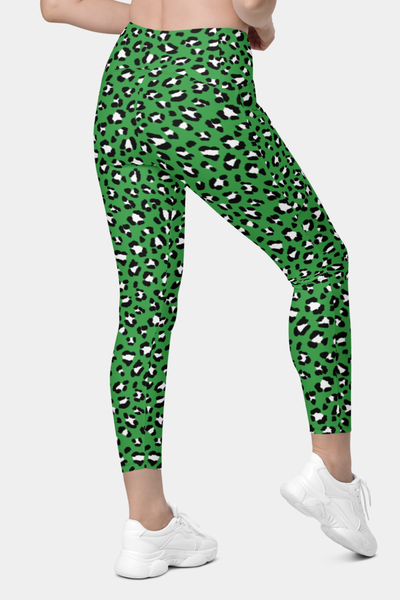 Emerald Green Leopard Leggings with pockets - SeeMyLeggings