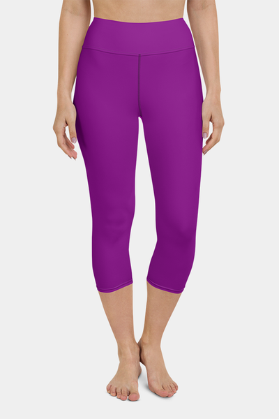 Solid Purple Yoga Capris - SeeMyLeggings