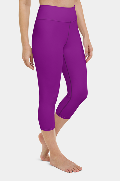 Solid Purple Yoga Capris - SeeMyLeggings
