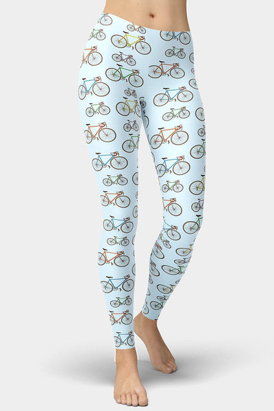 Bicycle Cycling Print Leggings - SeeMyLeggings