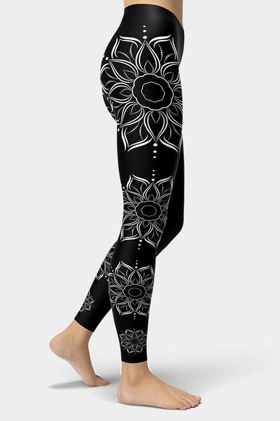 Black and White Mandala Leggings - SeeMyLeggings