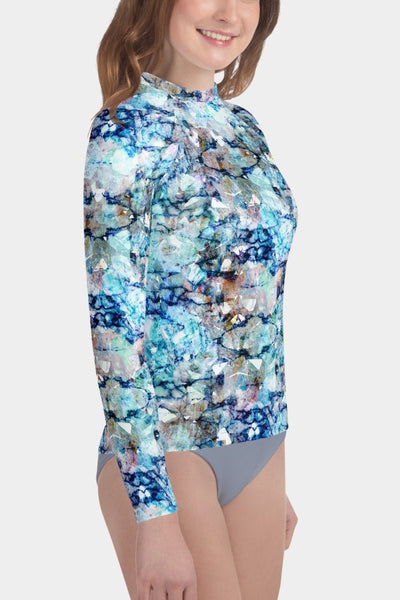 Blue Marble Youth Rash Guard - SeeMyLeggings