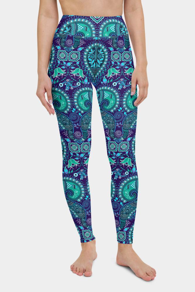 Blue Paisley Yoga Pants - SeeMyLeggings