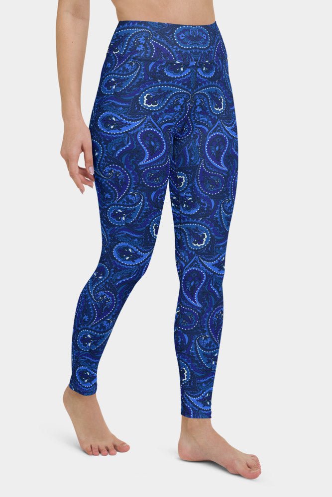 Blue Paisley Yoga Pants - SeeMyLeggings