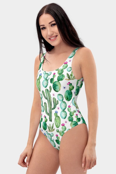 Cactus Print One-Piece Swimsuit - SeeMyLeggings