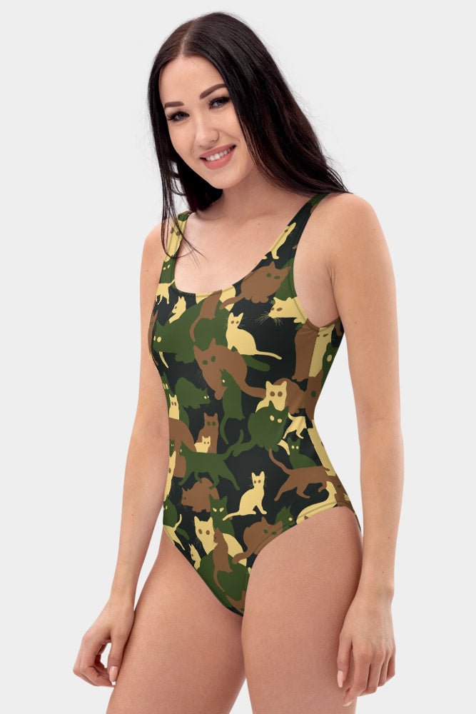 Cats Camouflage One-Piece Swimsuit - SeeMyLeggings