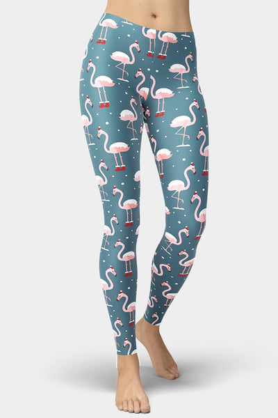 Christmas Flamingo Leggings - SeeMyLeggings