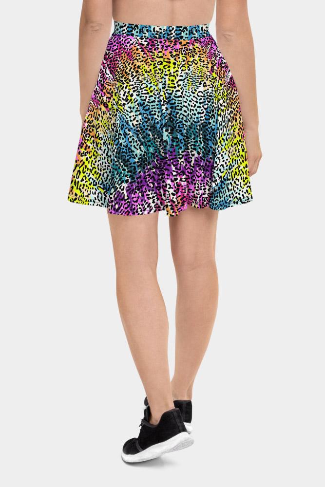 Color Leopard Skater Skirt - SeeMyLeggings