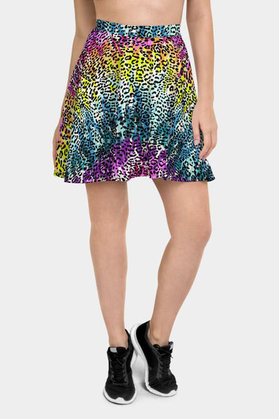 Color Leopard Skater Skirt - SeeMyLeggings