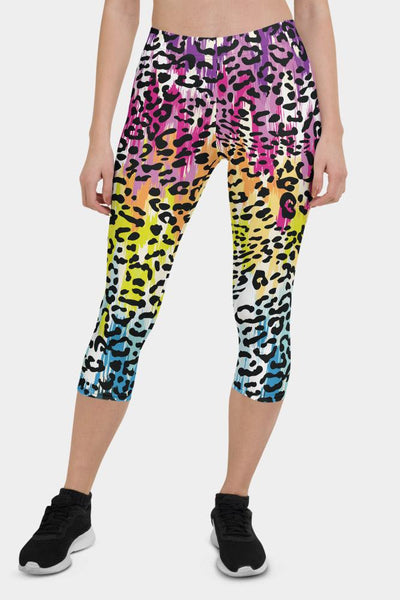 Colorful Leopard Capri Leggings - SeeMyLeggings