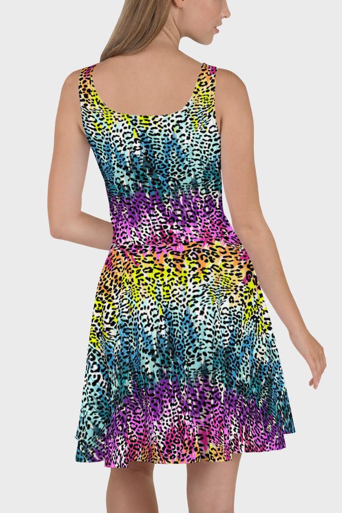 Colorful Leopard Skater Dress-SeeMyLeggings