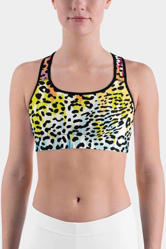 Colorful Leopard Sports bra - SeeMyLeggings