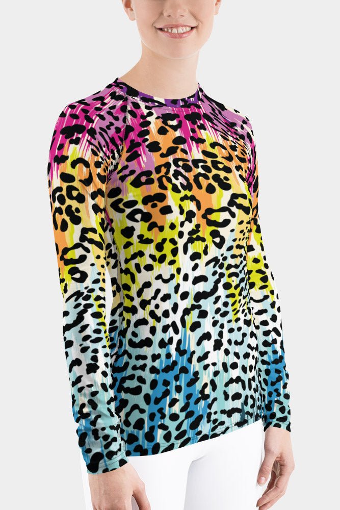 Colorful Leopard Women's Rash Guard - SeeMyLeggings